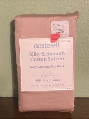 Silky & Smooth Cotton Sateen Flat Sheet - Dusty Pink, King/Cal King